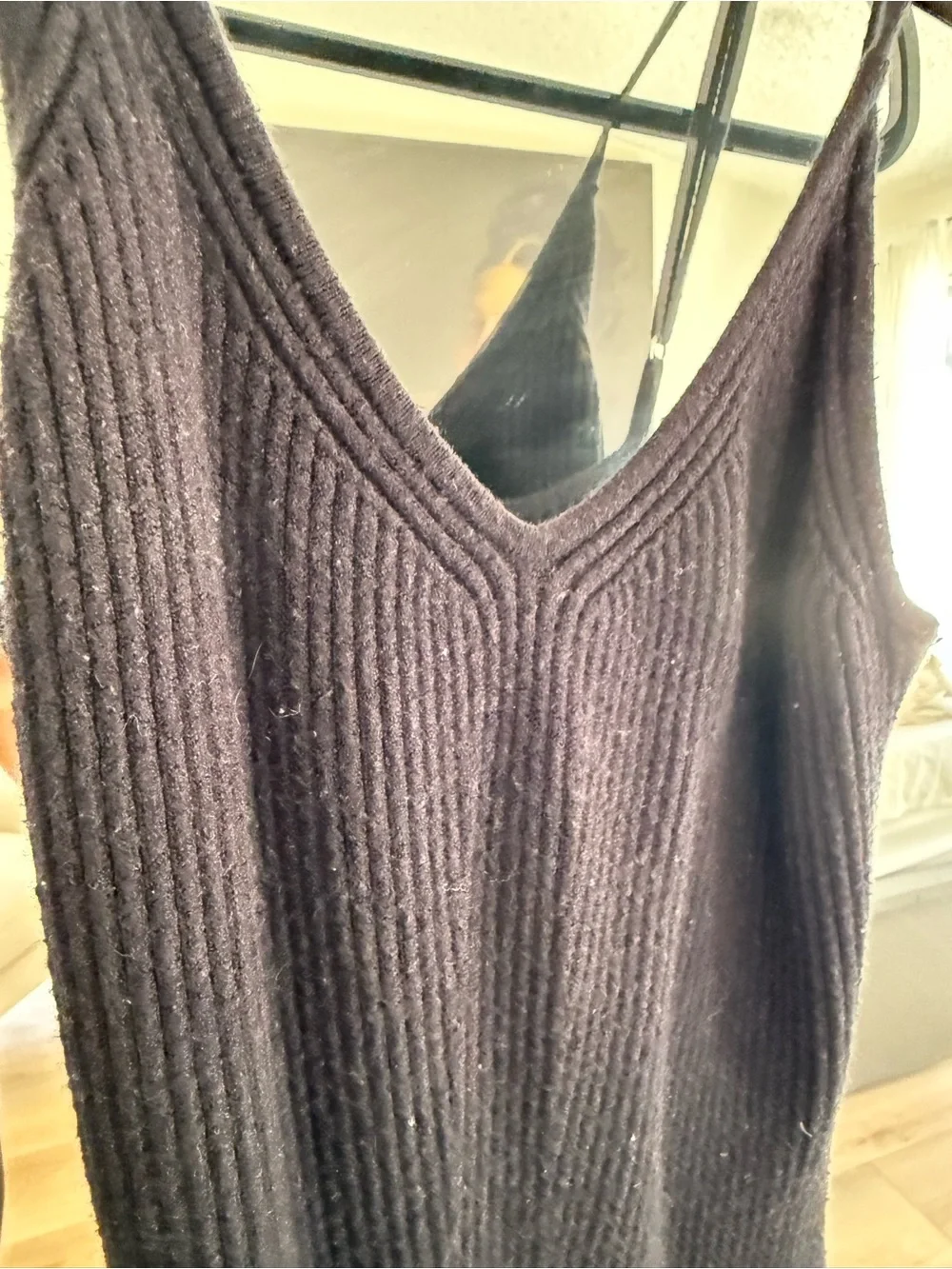 Abercrombie & Fitch Black Ribbed Maxi Slip Dress